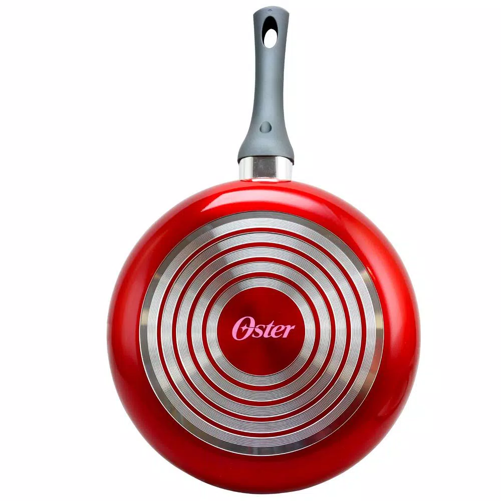 Oster Herscher 3.5 qt. Aluminum Nonstick Saute Pan with Glass Lid, Red Gloss
