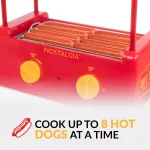 Nostalgia Red 8-Hot Dog Roller and 6-Bun Warmer Countertop Specialty Grill thumbnail 6