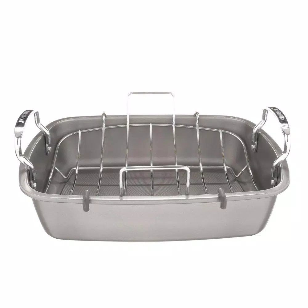 Circulon 17 x 13 in. Nonstick Steel Roasting Pan with U-Shaped Rack