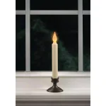 Xodus Innovations 9 in. Aged Bronze Amber LED Window Candle with Ivory Stick and Base (2-Pack) thumbnail 3
