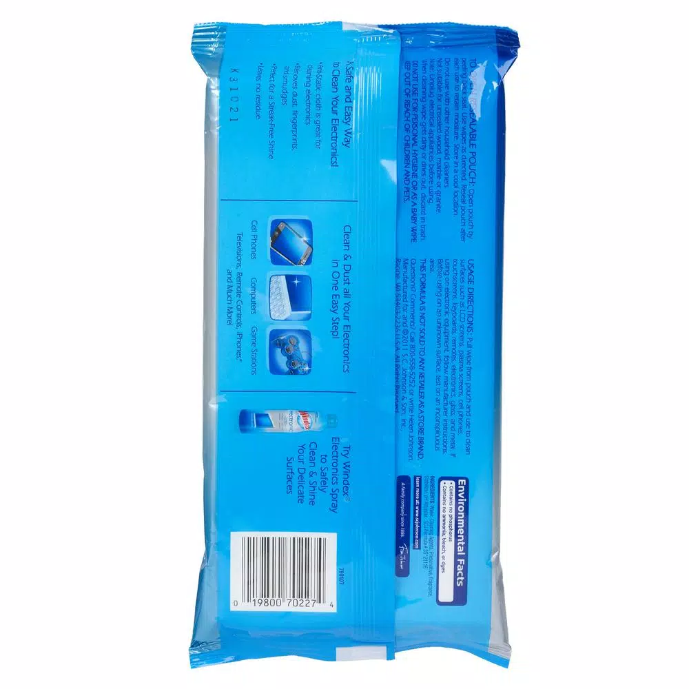 Windex Electronics Wipes, Streak-Free Shine, 25 Count (Case of 12)