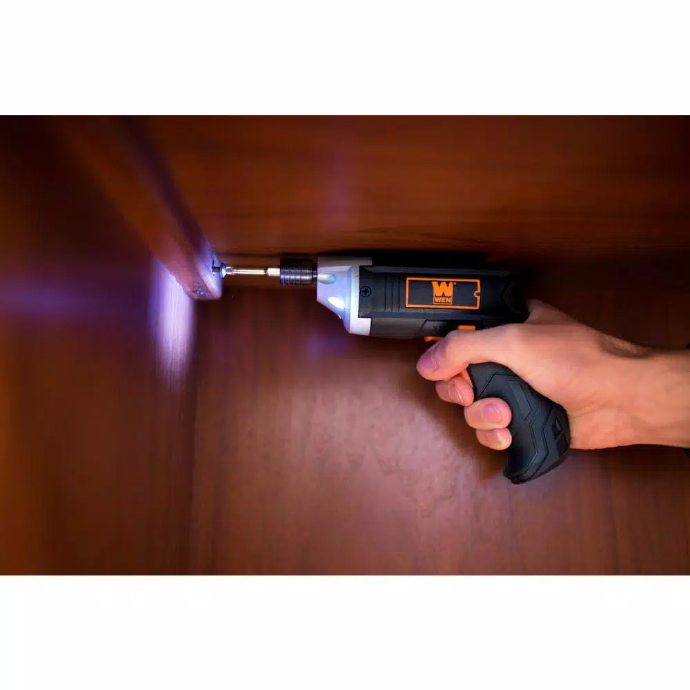 WEN 3.6V Cordless Electric Screwdriver with 1/4 in. Quick Release Chuck, Bits, and Belt Holster