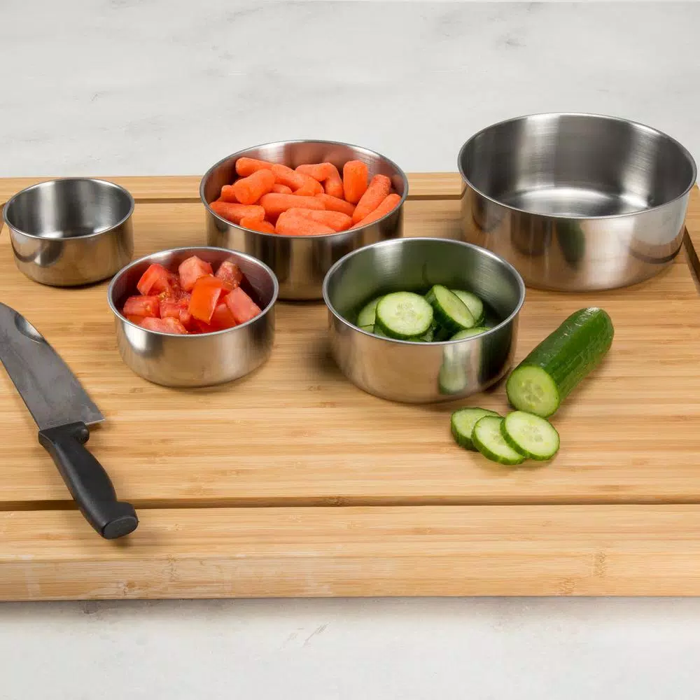 Chef Buddy 5-Piece Stainless Steel Nesting Bowl Set with Airtight Lids