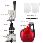 Boyel Living Slow Masticating Cold Press Juicer Machine, 150W High Efficiency Juicer Extractor with 3-in Wide Chute, Red thumbnail 5