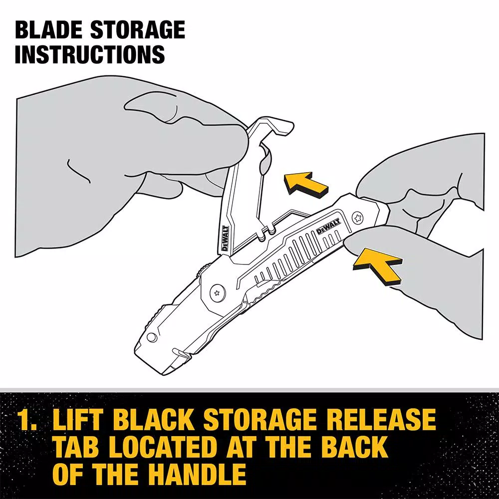 DEWALT Folding Retractable Utility Knife with Metal Body and Blade Storage