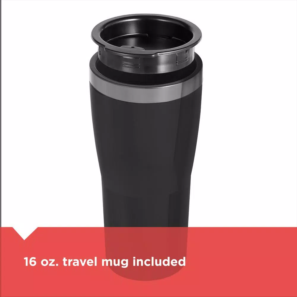 BLACK+DECKER Single Serve Drip Coffee Maker with 16 oz. Travel Mug, Black