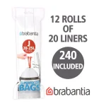 Brabantia Code J Trash Can Liners, 5.3 - 6.6 Gal (20-25 L), 240 Count (12 Packs of 20) thumbnail 2