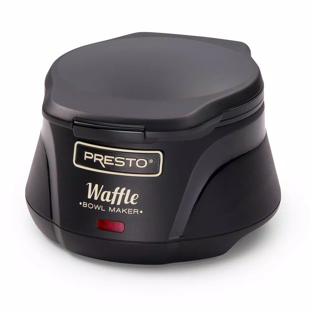 Presto Single Black Belgian Waffle Bowl Maker, 4-inch Nonstick Waffle Iron