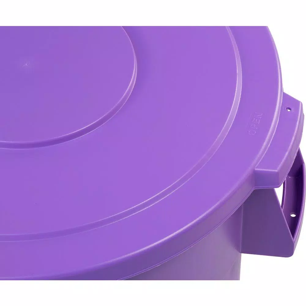 Carlisle Bronco 44 Gallon Purple Round Trash Can Lid, 3-Pack