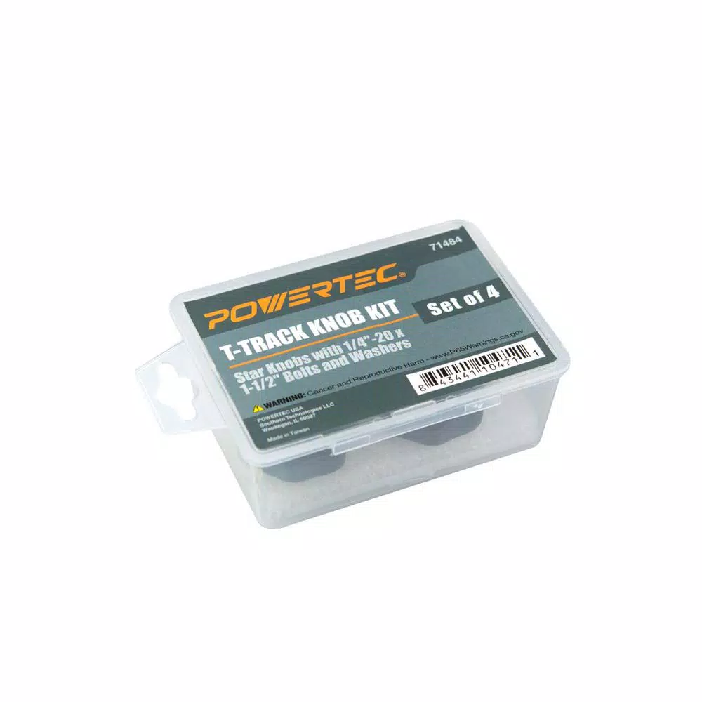 POWERTEC 7-Star T-Track Knob Kit with 1/4 in.-20 Threaded Knobs, Bolts, and Washers (Set of 4)