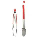 Unbranded Stainless Steel Kitchen Tongs Set with Heat-Resistant Silicone Handles, 2-Piece thumbnail 2