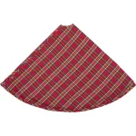 VHC Brands 48 in. Galway Barn Red Plaid Rustic Christmas Tree Skirt thumbnail 2
