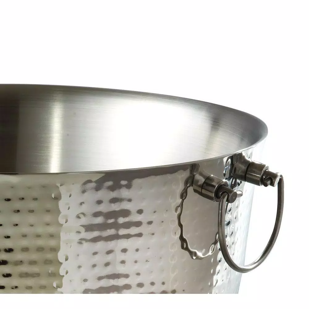 Elegance 5.75 Gal. Hammered Stainless Steel Party Tub with Double Wall Insulation and Handles