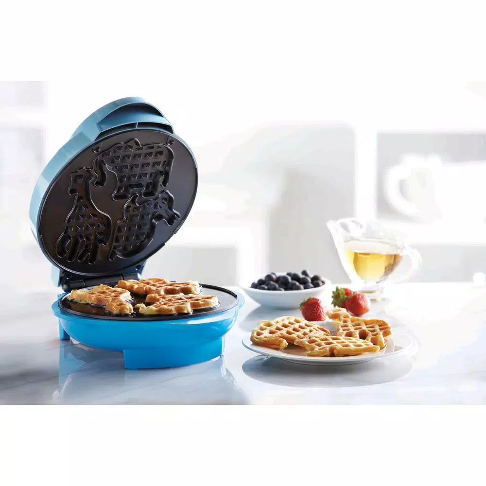 Brentwood Appliances TS-253 Blue Nonstick Animal-Shaped Mini Waffle Maker