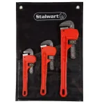 Stalwart 3-Piece Heavy Duty Cast Iron Pipe Wrench Set with Storage Pouch thumbnail 2