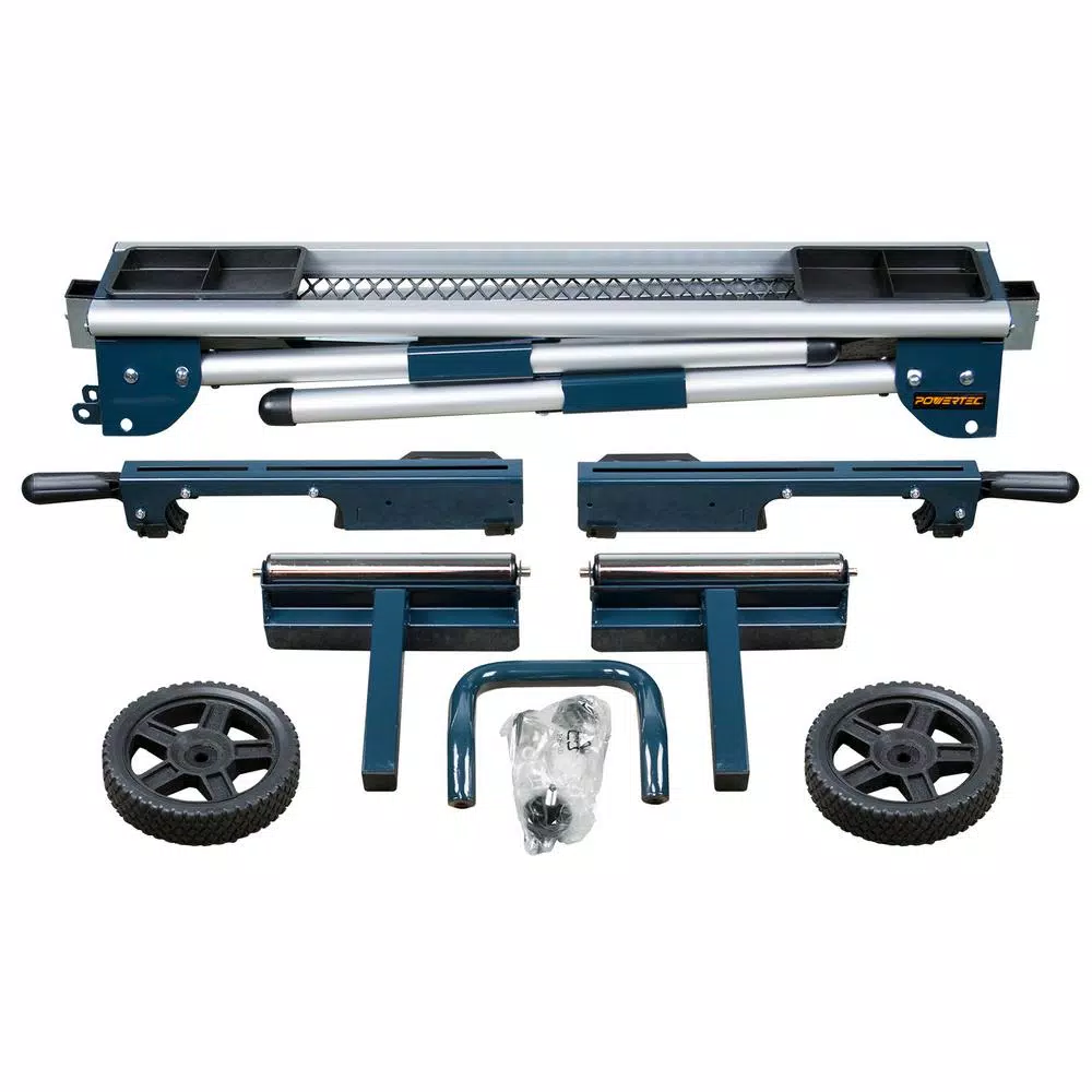 POWERTEC MT4008 Deluxe Rolling Miter Saw Stand with Tool Trays and Aluminum Construction