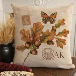 Heritage Lace Harvest Oak Natural Plaid 18x18 Rustic Throw Pillow Cover thumbnail 1