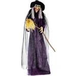 Haunted Hill Farm 6 ft. Animatronic Talking Witch with Broomstick Halloween Prop thumbnail 11