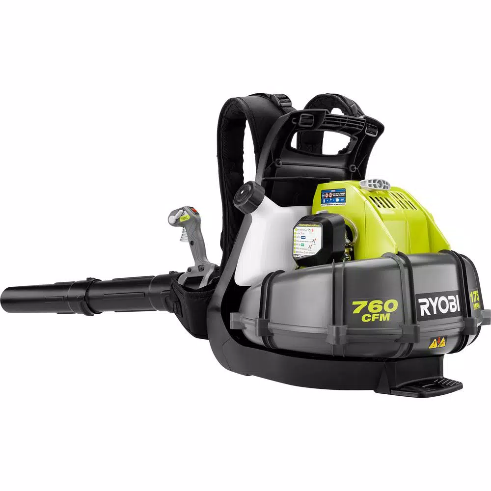 RYOBI 38cc Gas Backpack Leaf Blower, 760 CFM, 175 MPH, 2-Cycle