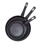 LavoHome Royal Marble 3-Piece Nonstick Forged Aluminum Frying Pan Set, Black thumbnail 3