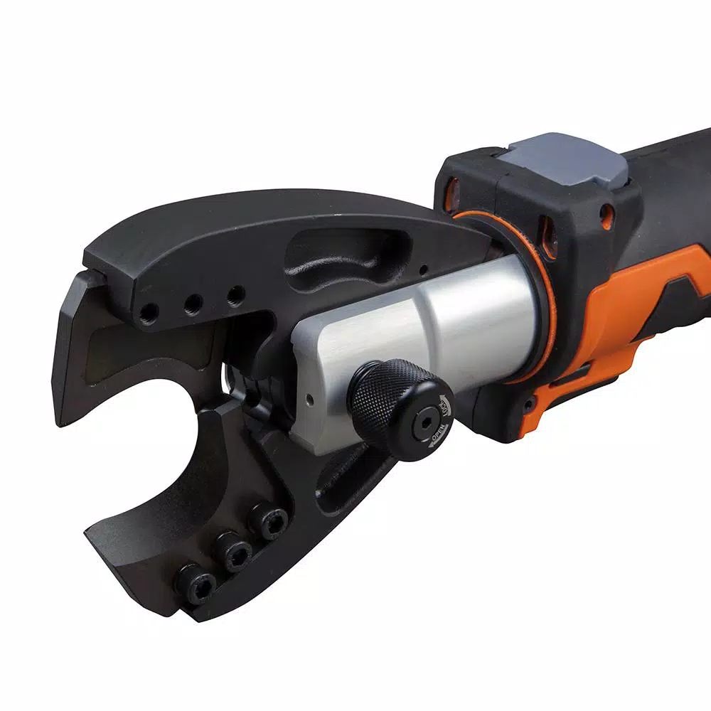 Klein Tools Battery-Operated Cu/Al Cable Cutter with Two 2 Ah Batteries, Charger, and Bag