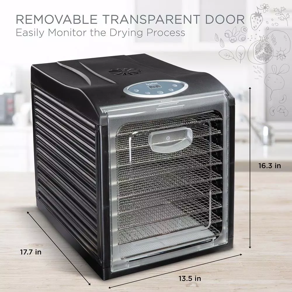 Ivation Stainless Steel Food Dehydrator Machine with 9 Trays, 600W Digital Timer & Temperature Control