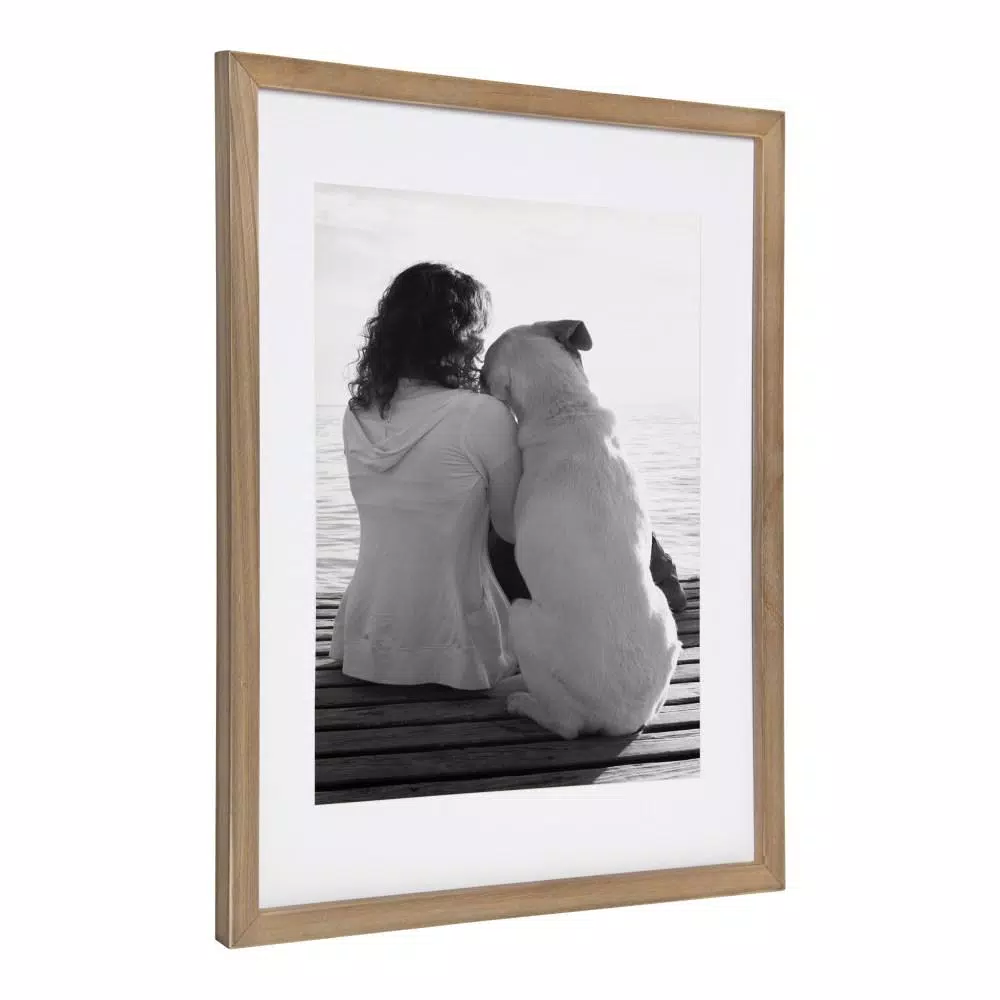 DesignOvation Design Ovation Gallery Wood Picture Frame Set, Rustic Brown, Set of 2 (Matted to 11x14 in.)