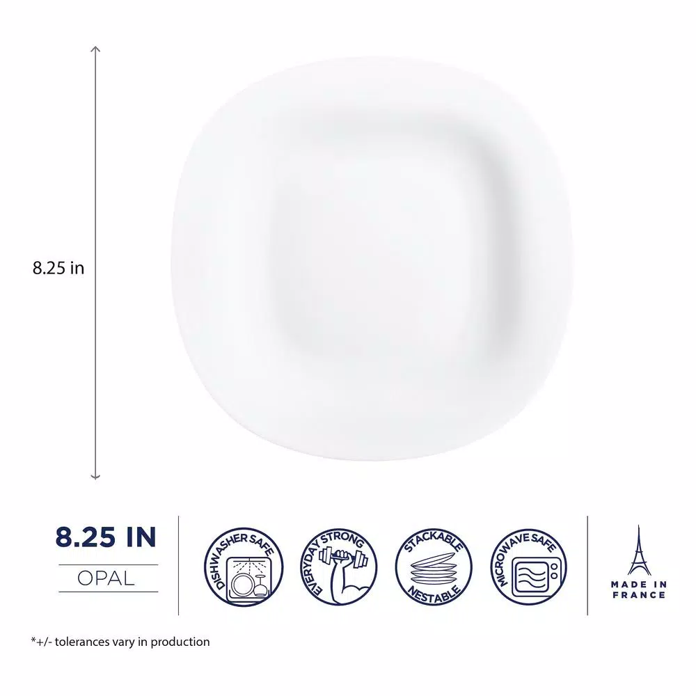 Luminarc Carine White 10.5" Dinner Plates, 6-Pack Opal Glass