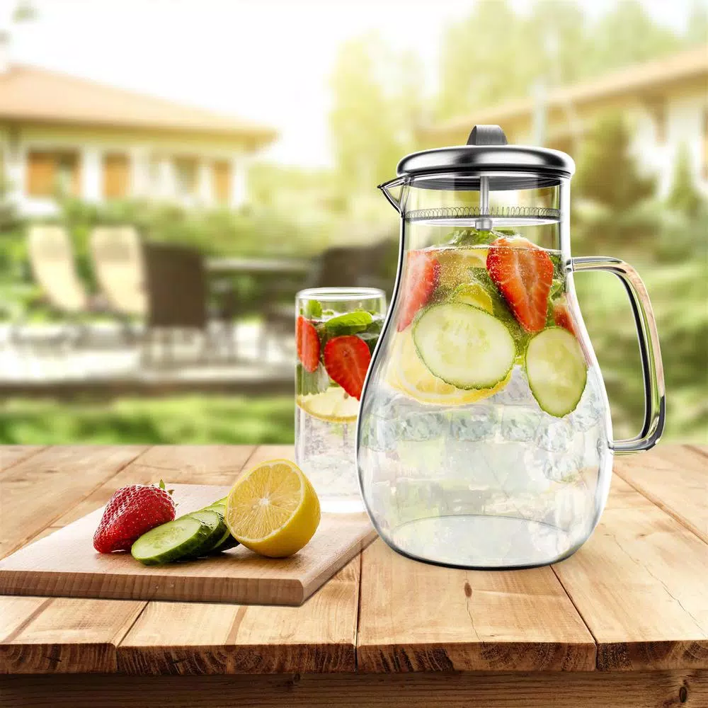 Classic Cuisine 64 oz. Borosilicate Glass Pitcher with Stainless-Steel Filter Lid