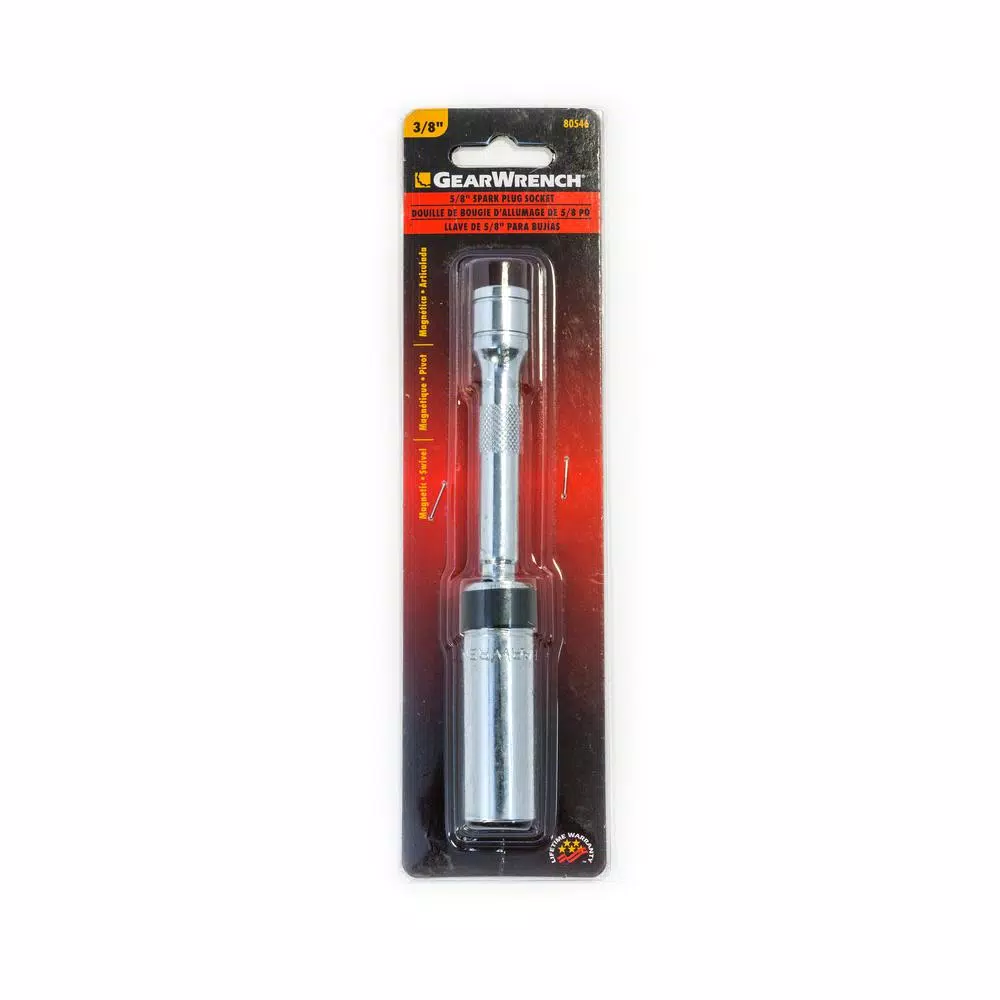 GearWrench 5/8 in. Swivel Spark Plug Socket, 3/8 in. Drive, Deep 6-Point