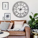 Utopia Alley Manhattan 32" Industrial Wall Clock, Pewter Metal, Analog Quartz thumbnail 1