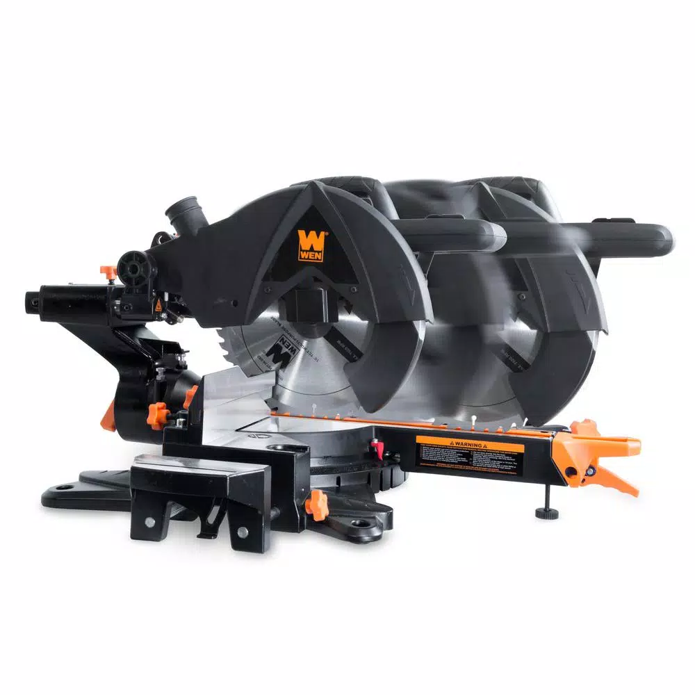 WEN 10 in. 2-Speed Single Bevel Sliding Compound Miter Saw with Smart Power Technology, 15 Amp