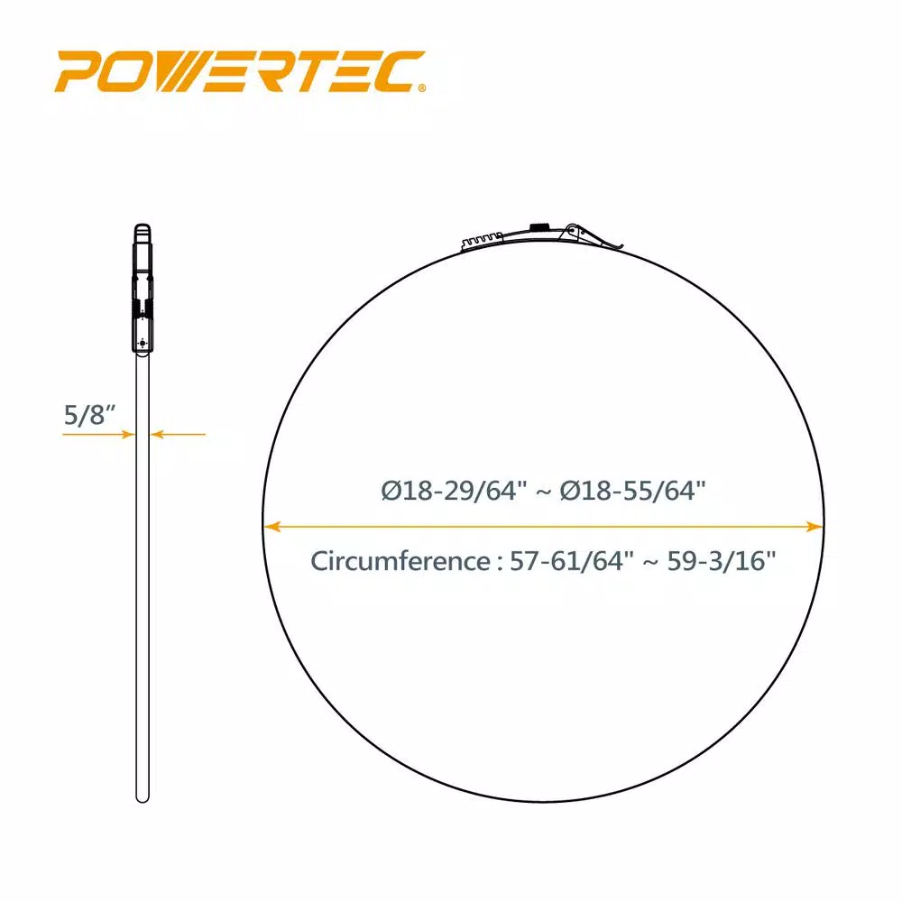 POWERTEC 19 in. Diameter Band Clamp for Dust Collector, Zinc-Plated Steel