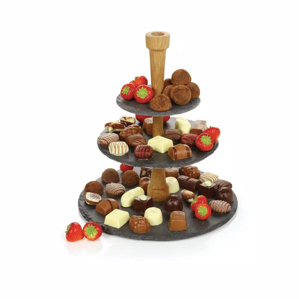 Boska 3-Tier Slate and Oak Cheese Party Tower Serving Tray