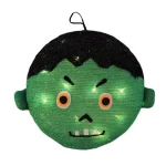 Northlight 14 in. LED Mummy and Frankenstein Halloween Hanging Decorations, Set of 2 thumbnail 2