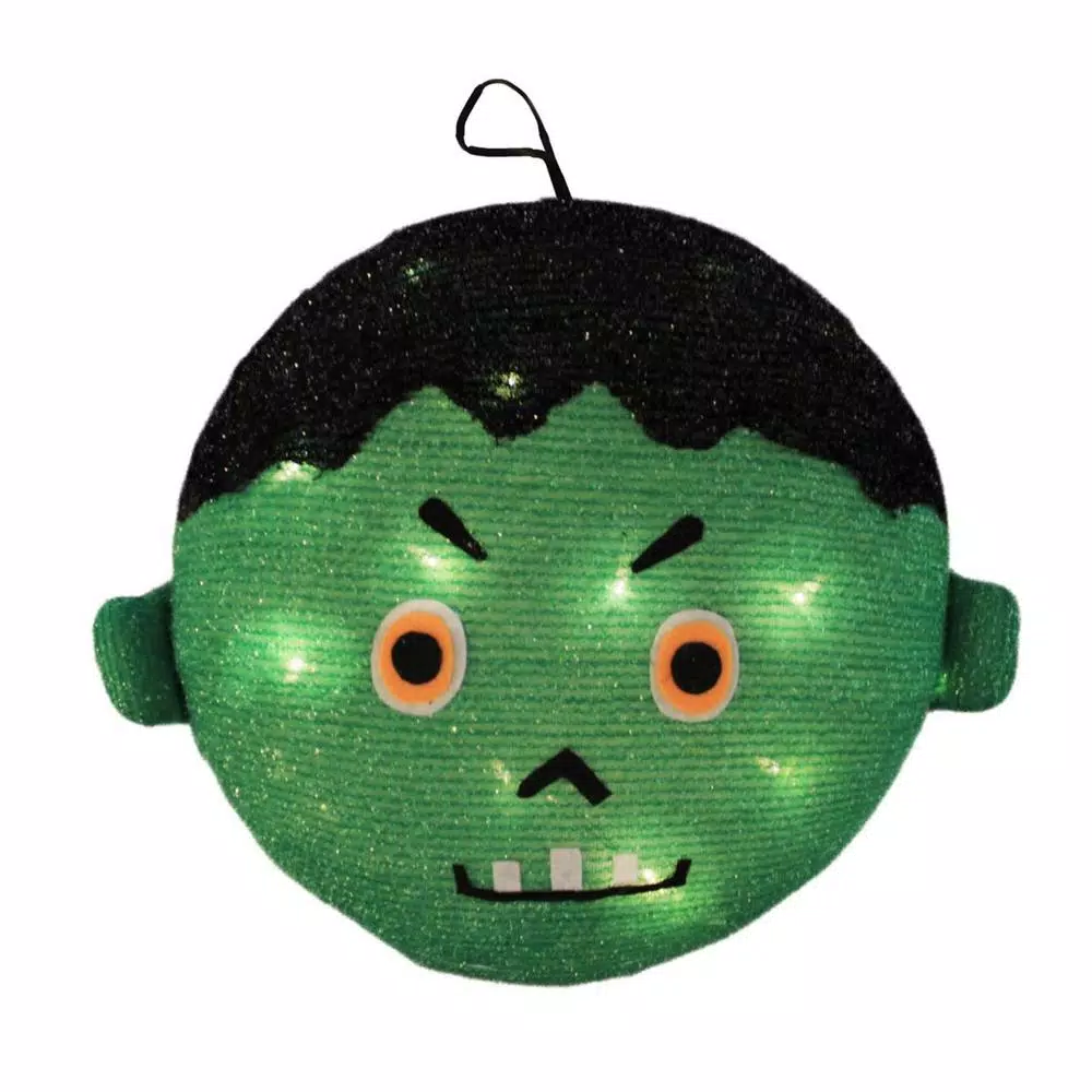 Northlight 14 in. LED Mummy and Frankenstein Halloween Hanging Decorations, Set of 2
