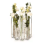 Two's Company Lavoisier Gold Stainless Steel and Glass Hinged Flower Vases, Set of 10 thumbnail 2