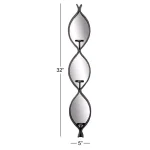 LITTON LANE Eclectic Black Metal Mesh Ellipse Wall Sconces with Mirror Inlays, Set of 2 thumbnail 4