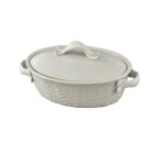 Park Designs Levingston 8.25 x 11.5 in. Covered Oval Stoneware Baking Dish with Lid, Cream thumbnail 1