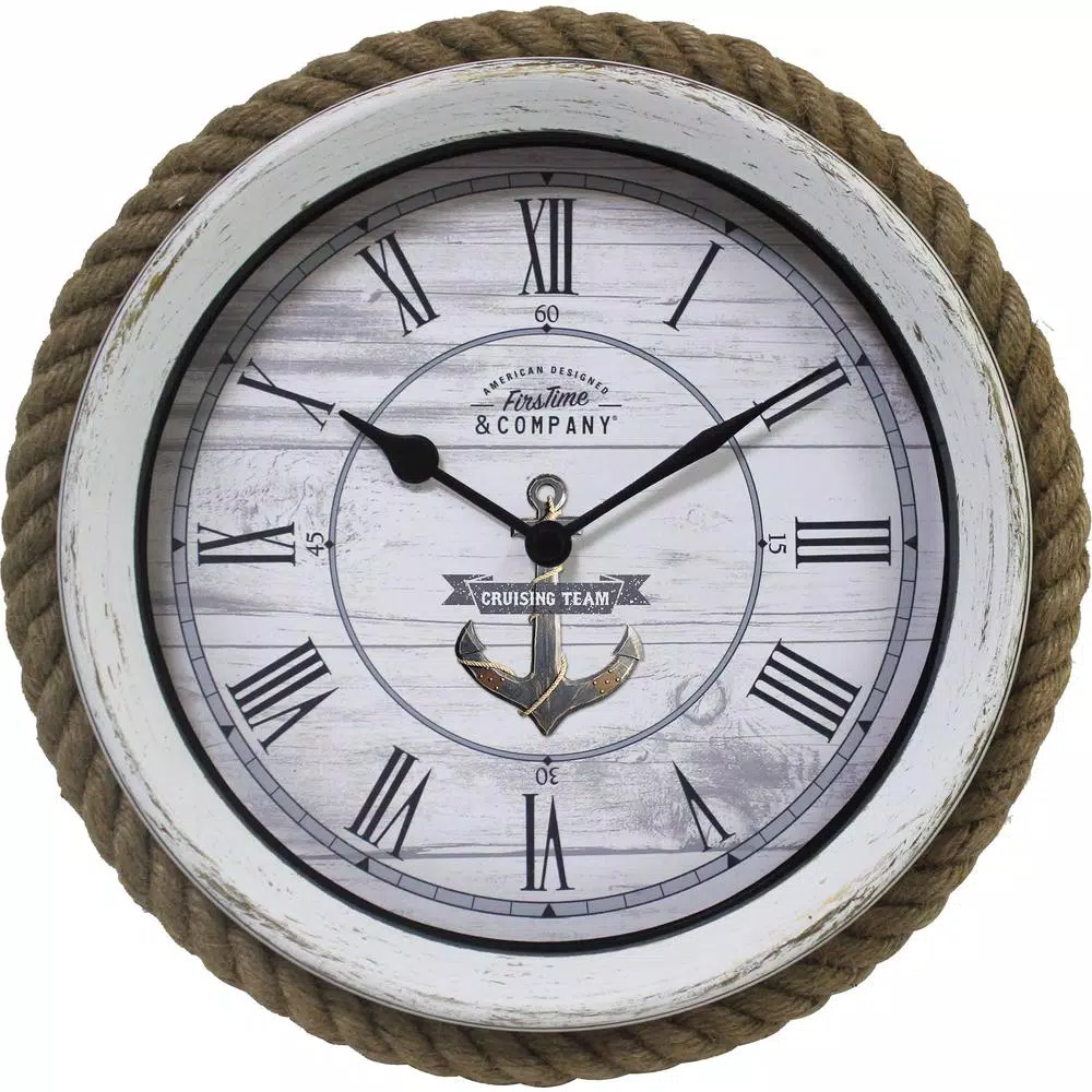 FirsTime & Co. FirsTime and Co. 10 in. Dock Rope Nautical Wall Clock - Distressed White