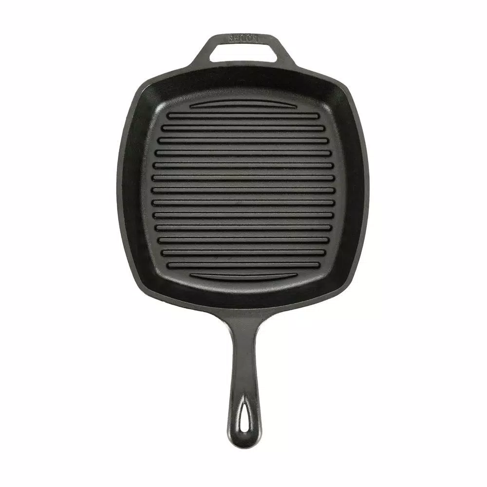 Lodge 10.5 in. Square Cast Iron Grill Pan, Black