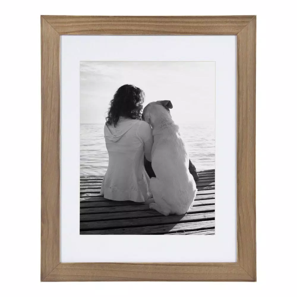 DesignOvation Museum Rustic Brown Wood Picture Frame Set, 14 x 18 in. Matted to 11 x 14 in. (Set of 2)