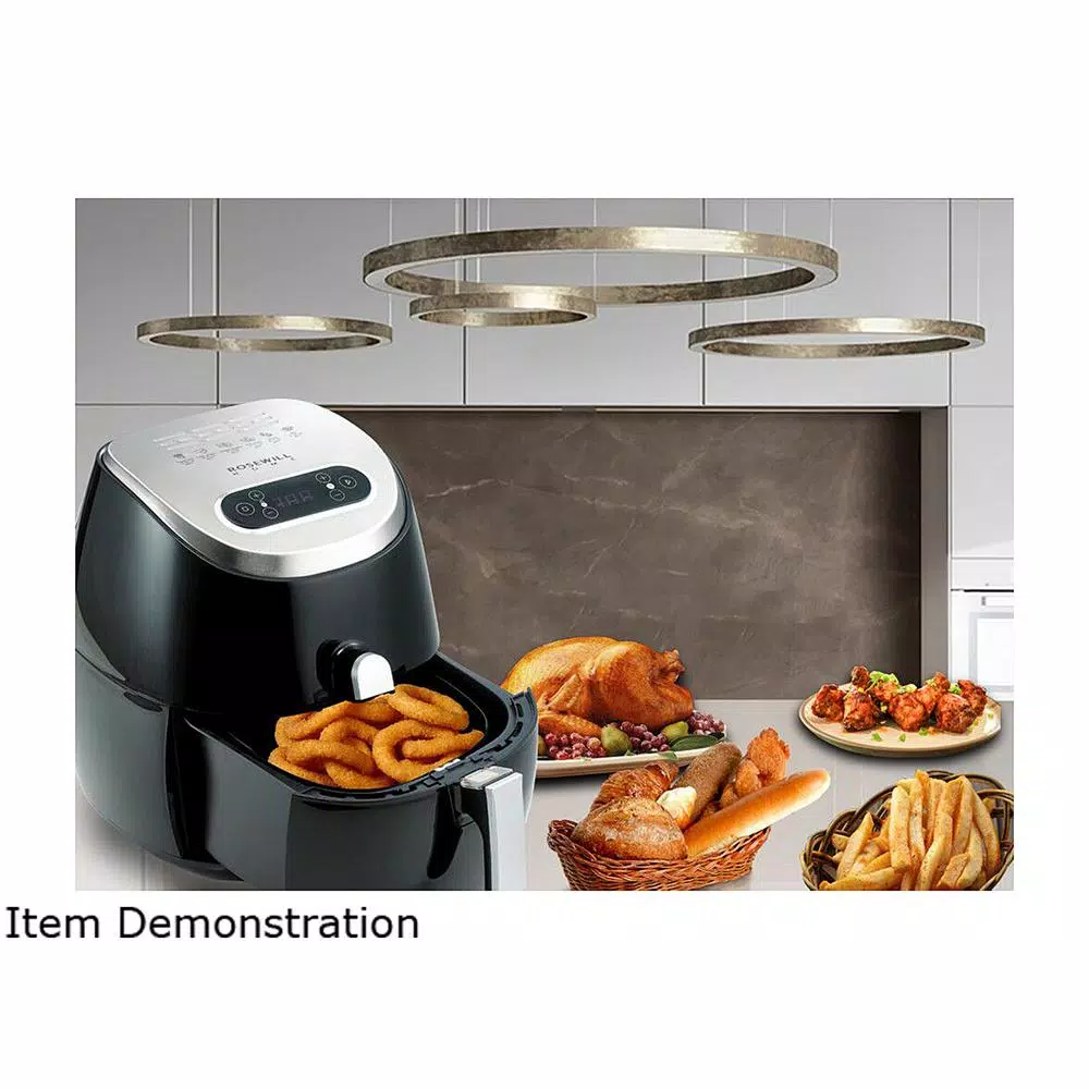 Rosewill 3.7 Qt. Digital Air Fryer with LED Touch Display, 1350W Oil-Free Rapid Air Circulation Fryer, Black