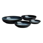 Denby Halo 4-Piece Nesting Ceramic Stoneware Serving Bowl Set, Blue/Black thumbnail 2