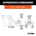 CURT Adjustable Tri-Ball Mount - 2" Receiver, 1-7/8", 2" & 2-5/16" Balls thumbnail 4