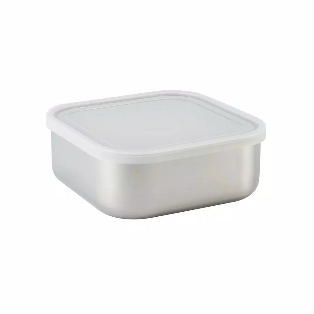 Tramontina 3-Piece Stainless Steel Square Food Storage Container Set with Frosted Lids