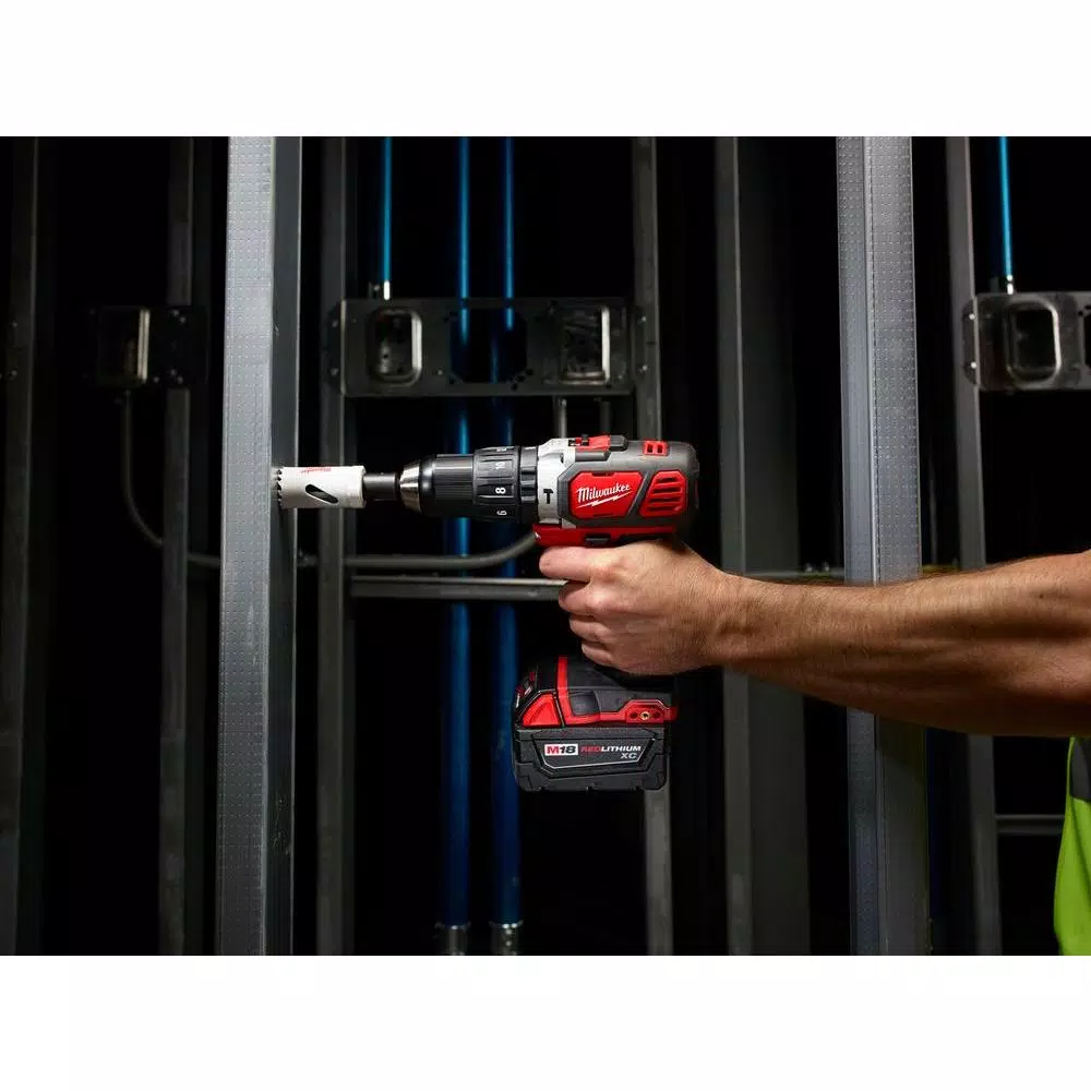 Milwaukee M18 18V Lithium-Ion Cordless 1/2 in. Hammer Drill Driver Kit with (2) 3.0Ah Batteries, Charger & Case