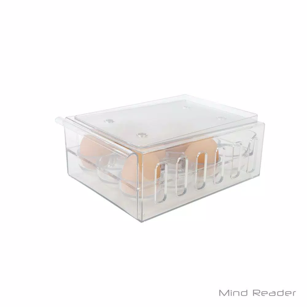 Mind Reader Clear Stackable 1-Dozen Egg Container Storage Drawer, Reusable BPA-Free Plastic