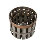 Glitzhome Farmhouse Slotted Galvanized Metal Storage Basket Set, Round with MDF Top (Set of 3) thumbnail 2