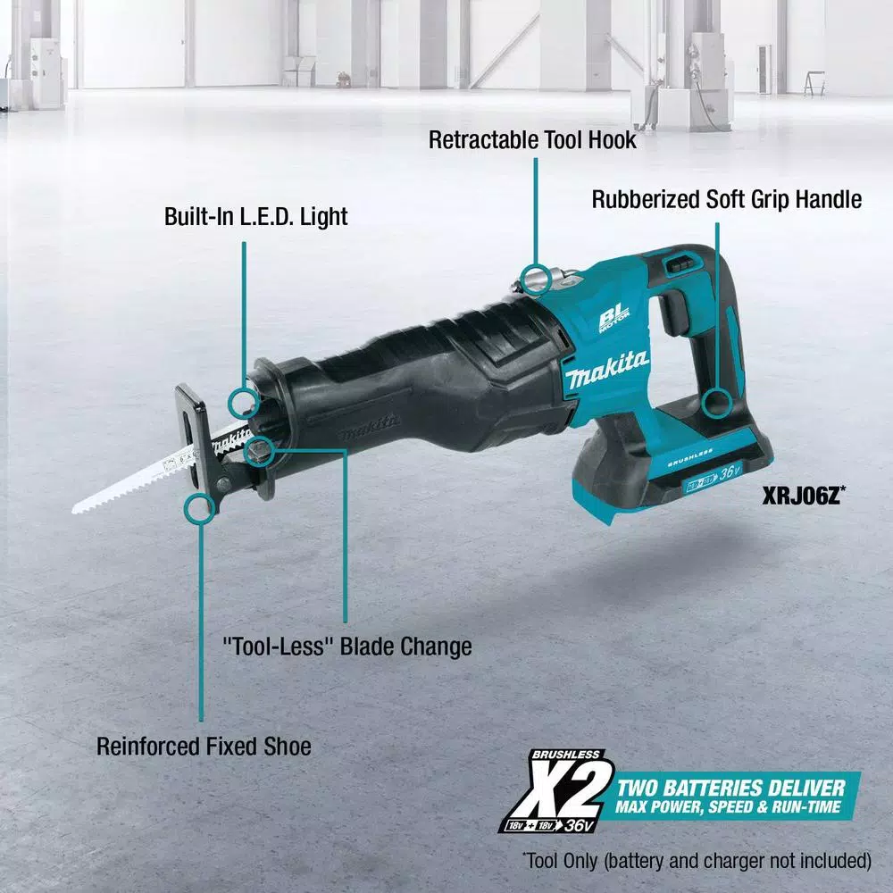 Makita 18V X2 (36V) LXT Brushless Cordless Reciprocating Saw, Tool Only
